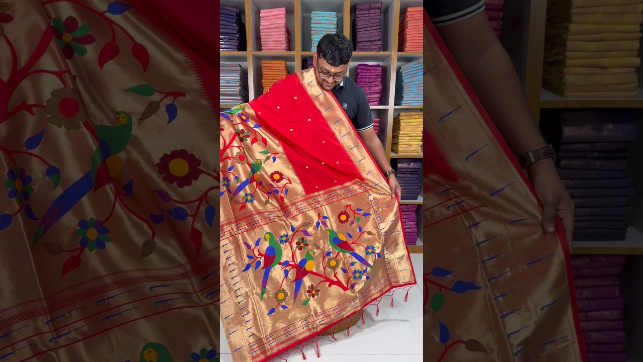 Kanchivaram Paithani Silk Big Parrot Zari Border Saree