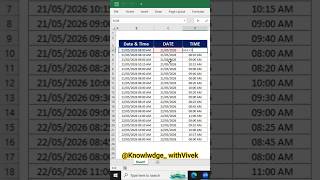 How to Separate Date and Time in Excel #excel #shortsfeed #shorts @Knowledge_WithVivek