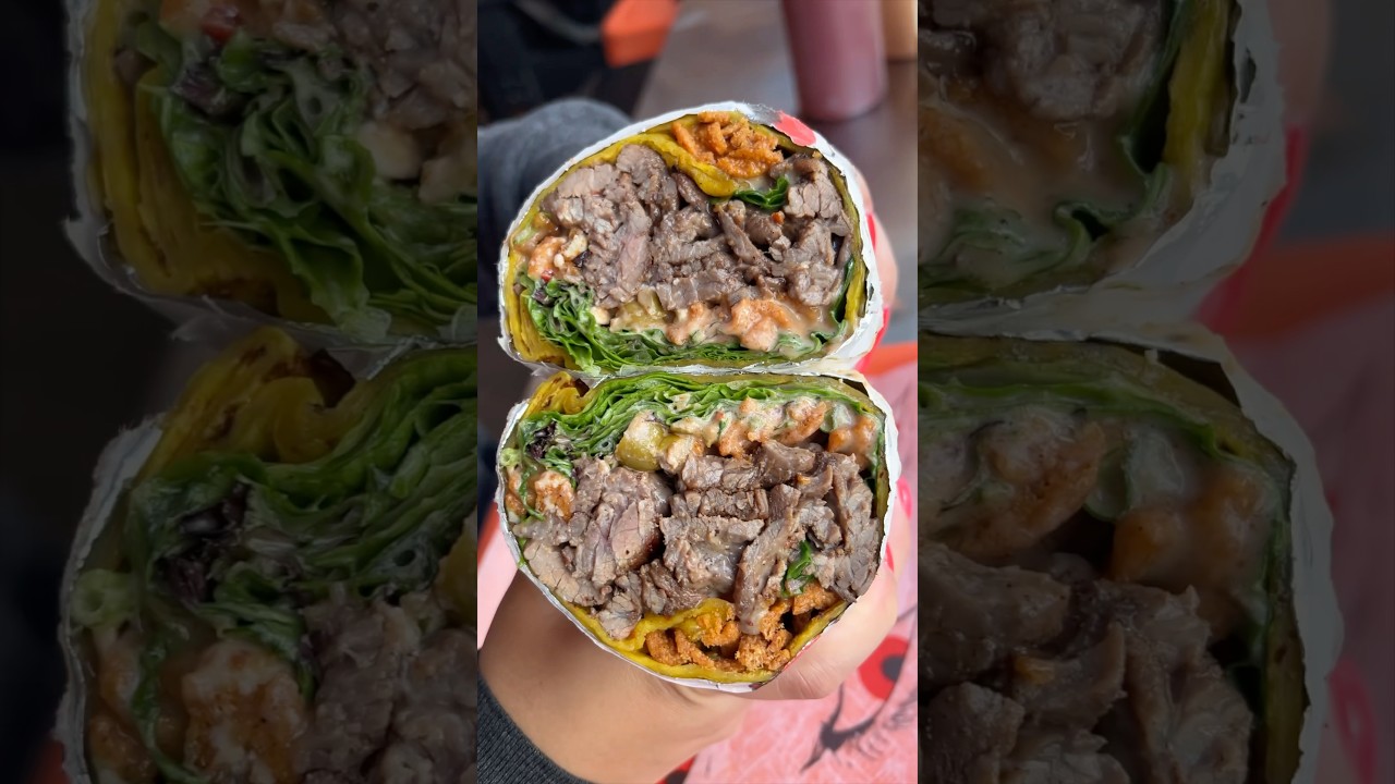 The BEAST WRAP from Wolfnights: the gourmet wrap in NYC!! 🐺🌯🔥🤤 Yes, PLEASE. 💪 #DEVOURPOWER