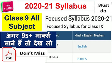 new  syllabus class 9 , focused syllabus , subject 2020-21 Hindi, English, social science,  must do