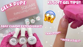 TRYING DAILY CHARME 3 STEP GEL EXTENSION KIT | XL SQUARE SOFT GEL NAIL TIPS | GEL X ENCAPSULATION screenshot 4
