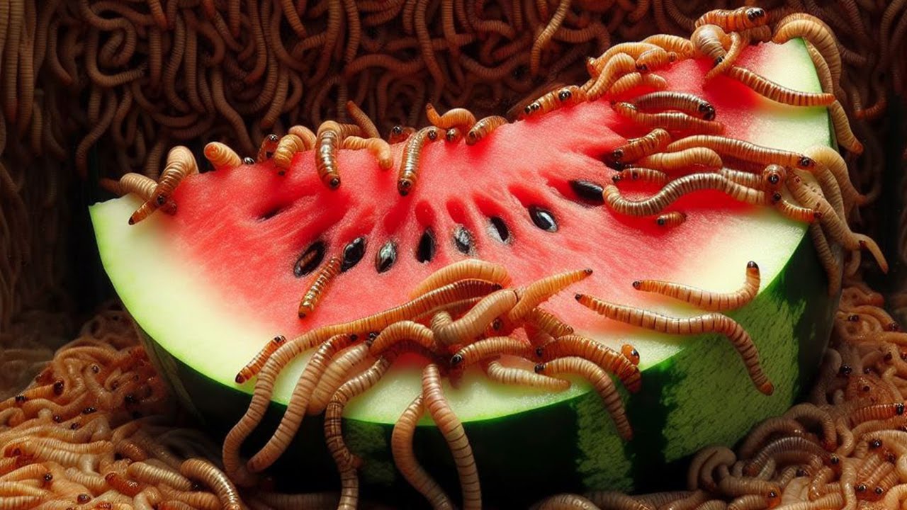 Mealworms vs watermelon (Mealworms Timelapse) YouTube