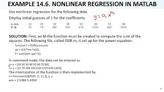Numerical Methods Lec33 Ch14 Nonlinear Regression6 MATLAB Nonlinear Optimization For Regression