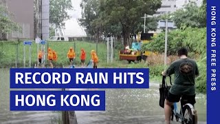 Hong Kong battered by record rain