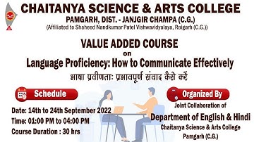Value Added Course - Department of English and English - Language Proficiency & Job Opportunity