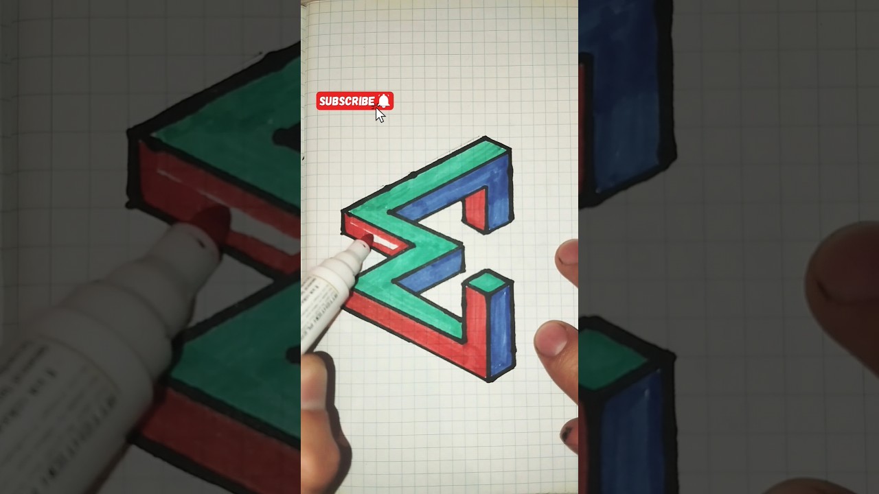 Geometric 3D Drawing. The Letter EEE 😱😱😱