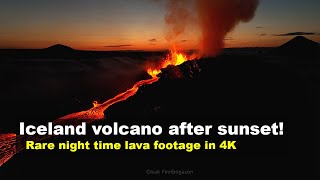 2023 Iceland Volcano Eruption, Rare Night Time Drone Footage!