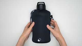 H2O Capsule 2.2L Half Gallon Water Bottle with Storage Sleeve and Covered Straw Lid Unboxing