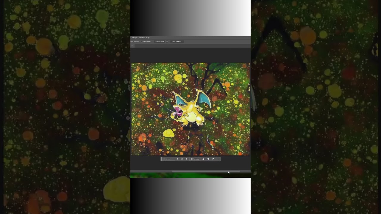 Extending CHARIZARD Pokemon Card Art with Photoshop AI