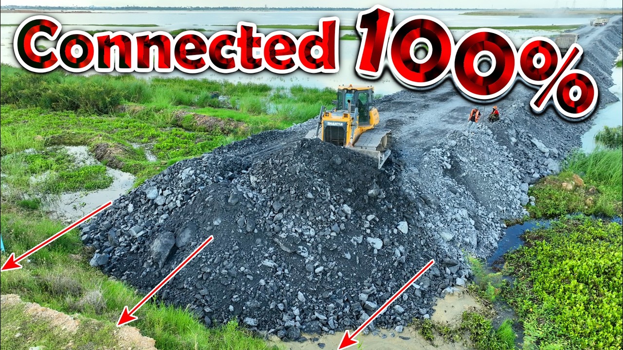 Impressive Activity !! Amazing Skill SHANTUI Bulldozer Push rock to Connect Roads 100%