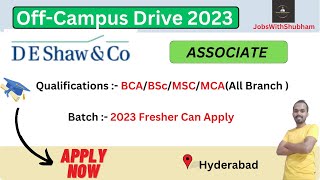 D. E. Shaw Latest Software job 2023 || Off Campus Hiring || Associate😍✔️ @jobswithshubham99 #deshaw
