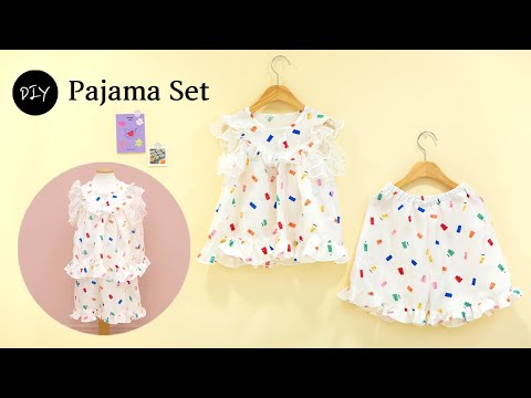 <strong>DIY</strong> 여름 파자마 만들기 | 레이스와 프릴이 달린 예쁜 유아 파자마 만드는 방법ㅣHow to Make a kids Pajama <strong>Set</strong> [천가게TV]