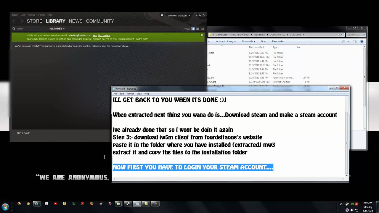 Fourdeltaone Mw3 Installation tutorial (steam check bypass)
