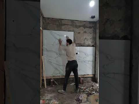 Installing 120x60 Ceramic Tiles On This Wall تركيب سيراميك 120 60