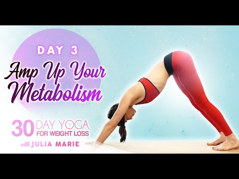 Yoga for Weight Loss Julia Marie: Boost Metabolism & Lean Muscle ♥ Cardio Workout Beginners | Day 3