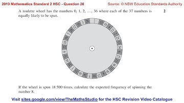 2019 Maths Standard 2 HSC Q20 Find expected frequency of outcomes in experimental probability