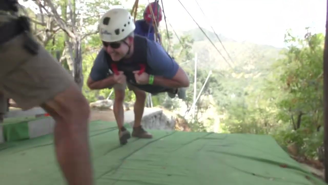 The "Superman" zip line in Los Cabos Mexico. 1200 meters long, 100 kph speeds
