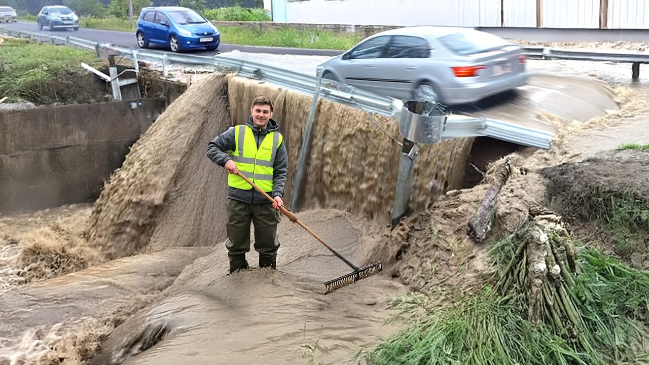 Street Flood Relief Draining Water by Cleaning Storm Drains - YouTube