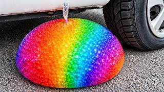Crushing Experiments Video! &Car vs Crunchy Color Giant Toothpaste Balloons & Soft Things screenshot 4