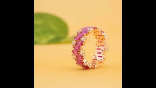 Ruby-Ring,Eternity-BandRose,GoldRingWomen’sJewelryGemstoneRingRuby CrystalRingDesignerBandRing