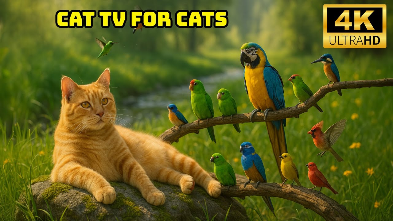 Cat TV for Cats to Watch 🌧️ Birds Singing and Squirrels Foraging After the Rain | Cat Games 4K HDR
