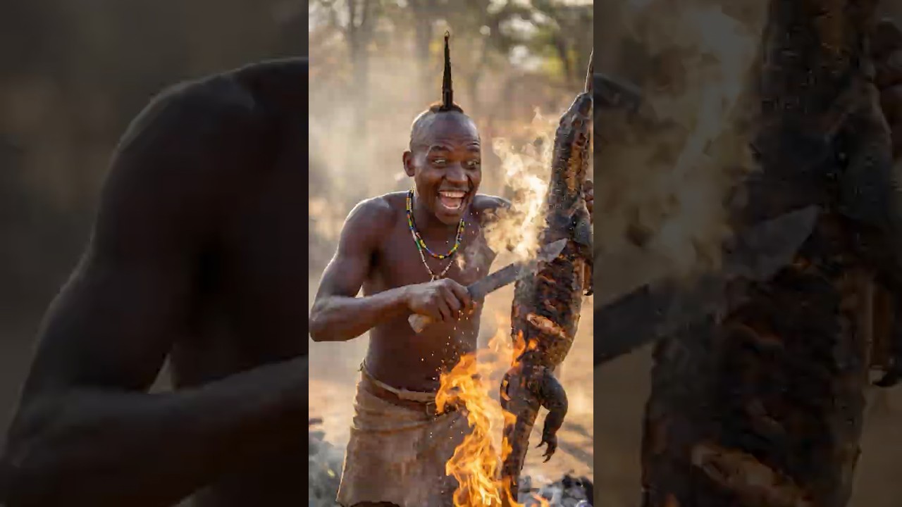 Monitor Lizard: Giant Roast Over Fire with Tribal Dance Celebration (Wild Feast) 