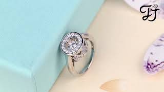 Sterling Silver Wave Engagement Ring With Dancing CZ - FarJary