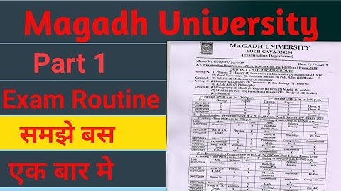 Magadh University BA/BSc/BCom Part 1 Exam Routine|Mu part 1 Exam Routine