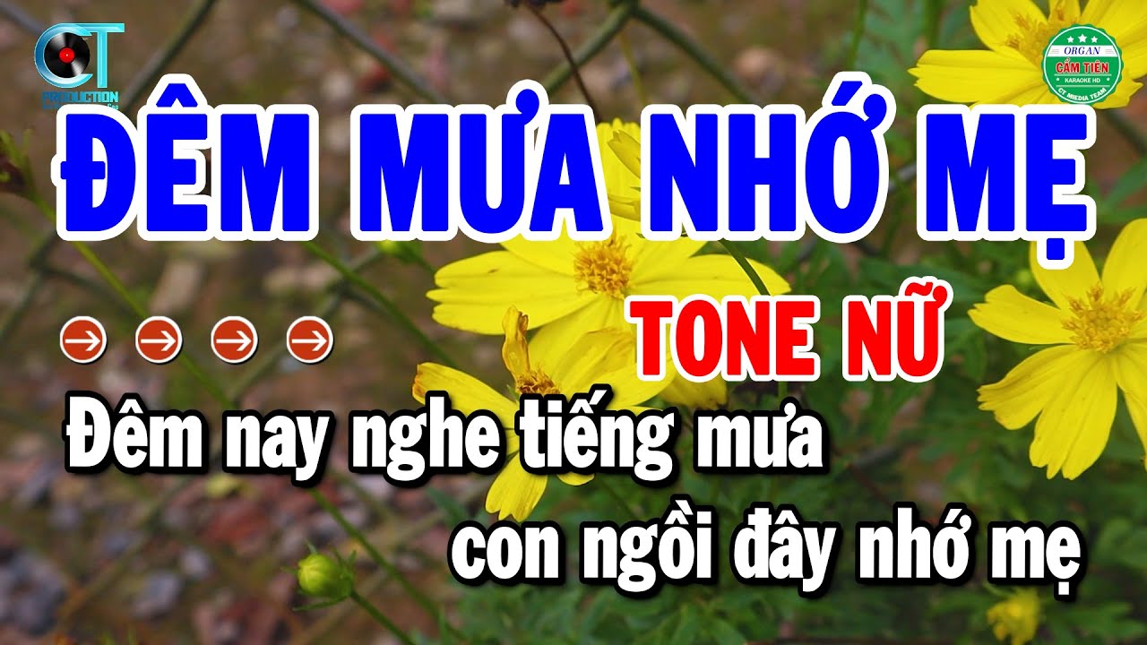 Karaoke Đêm Mưa Nhớ Mẹ Tone Nữ Nhạc Sống Beat Chuẩn Nhất 2024 | Cẩm Tiên Organ