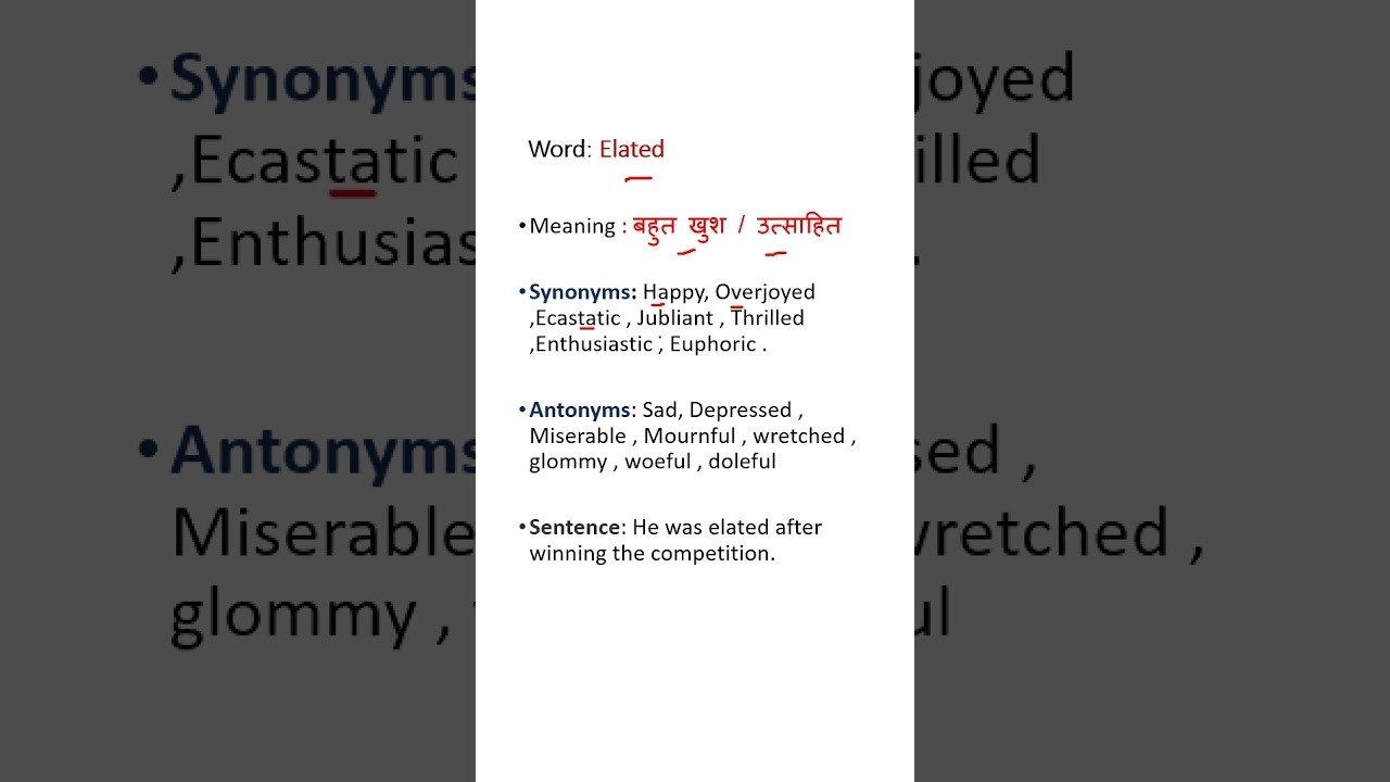 “Daily SSC Vocab | Day 1 Word 2: Elated 