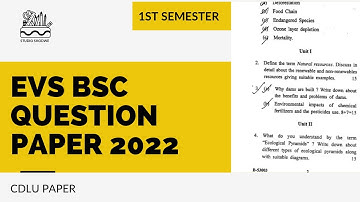 Environmental Studies B.Sc data Science question paper 2022 । First Semester paper । Cdlu । EVS ।