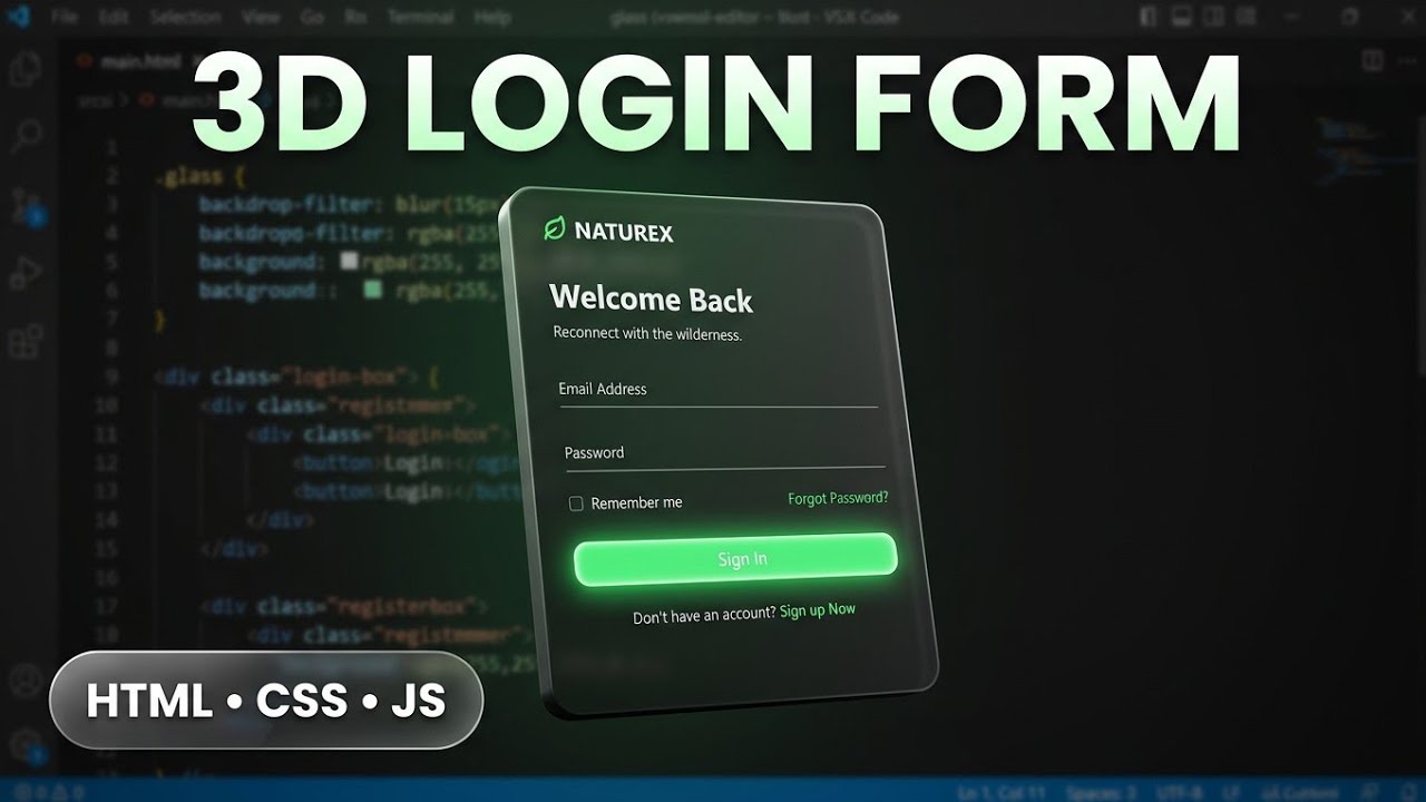 3D Animated Login & Registration Form in HTML, CSS & JavaScript - YouTube