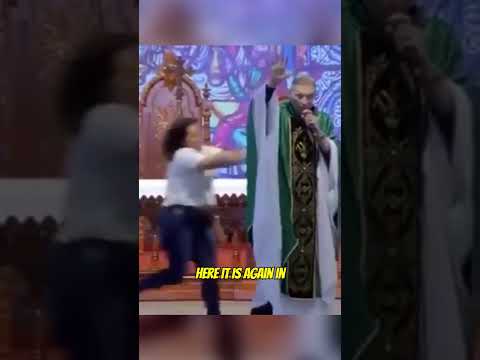 Lady Pushes Catholic Priest Off A Stage While Preaching Shorts