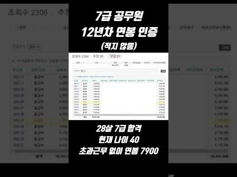 7급 공무원 12년차 연봉 인증 공무원연봉 공무원월급 공무원급여 