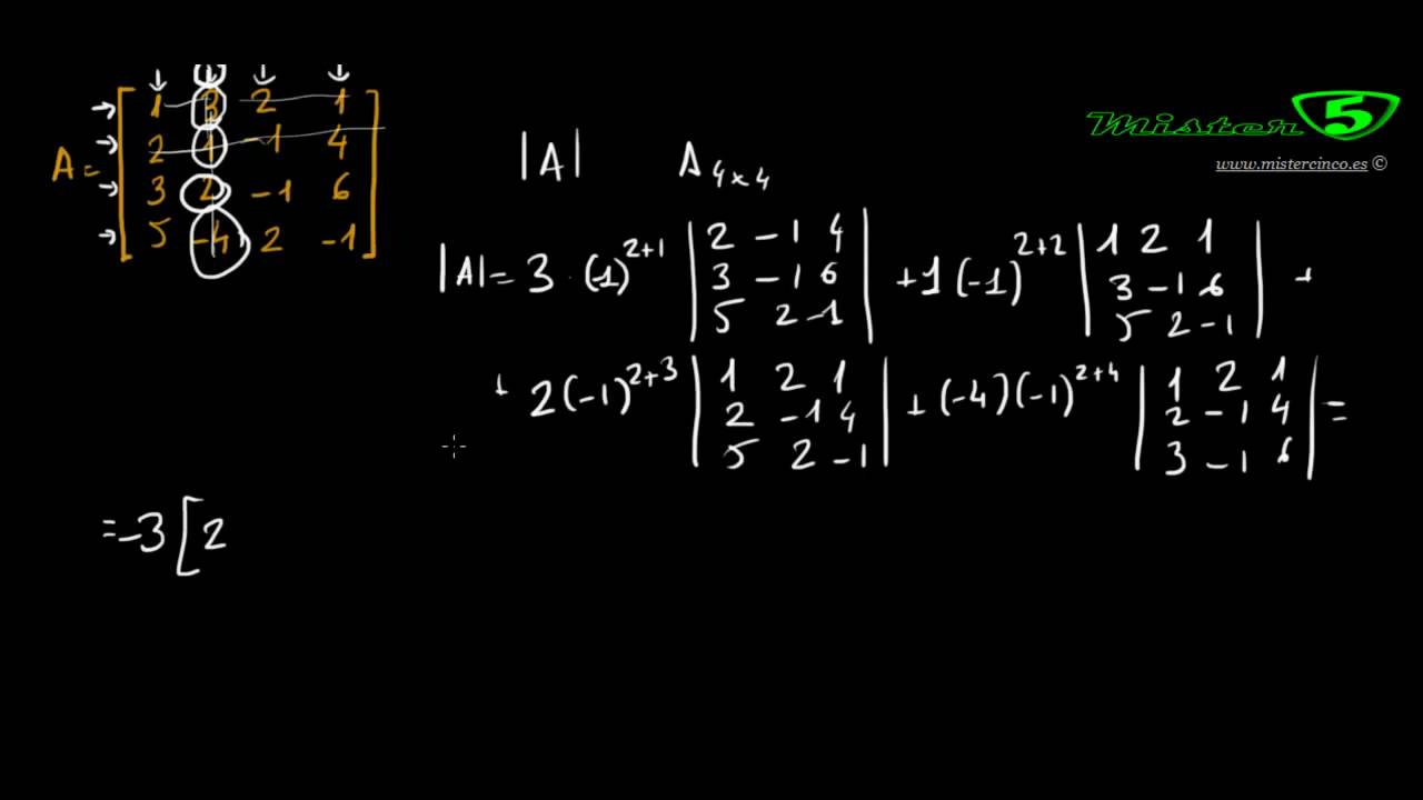 DETERMINANTE MATRIZ CUATRO POR CUATRO 4x4 POR COFACTORES O ADJUNTOS 