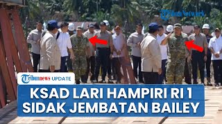 Momen KSAD Jenderal Maruli Lari-lari Hampiri Prabowo saat Sidak Jembatan Bailey yang Disabotase