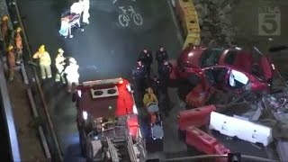 LAPD pursuit ends in fiery crash, 12-year-old trapped