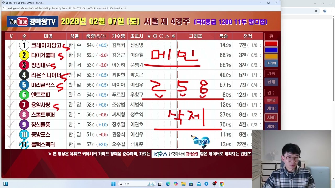 2월 7일 토요일 방송 (총력전/분석과내용그리고전개까지/기수출신답게확실히이겨보겠습니다/감사합니다)