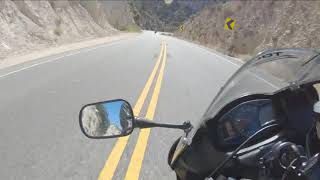 4 motorcyclist, one car parallel in a turn , CLOSE CALL