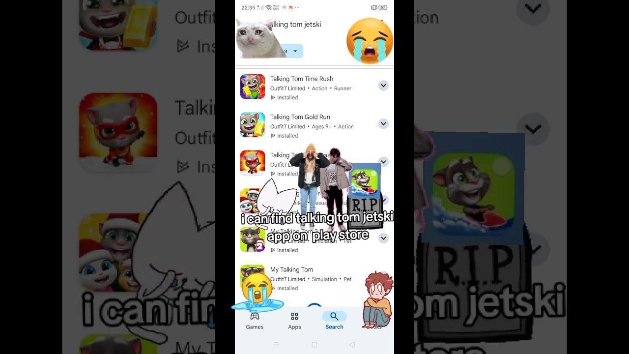 i can find talking Tom jetski app on play store