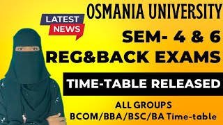 TIME-TABLE RELEASED📌🔥 Degree Semester-4 &amp; 6 regular-backlog exam time table from Osmania University