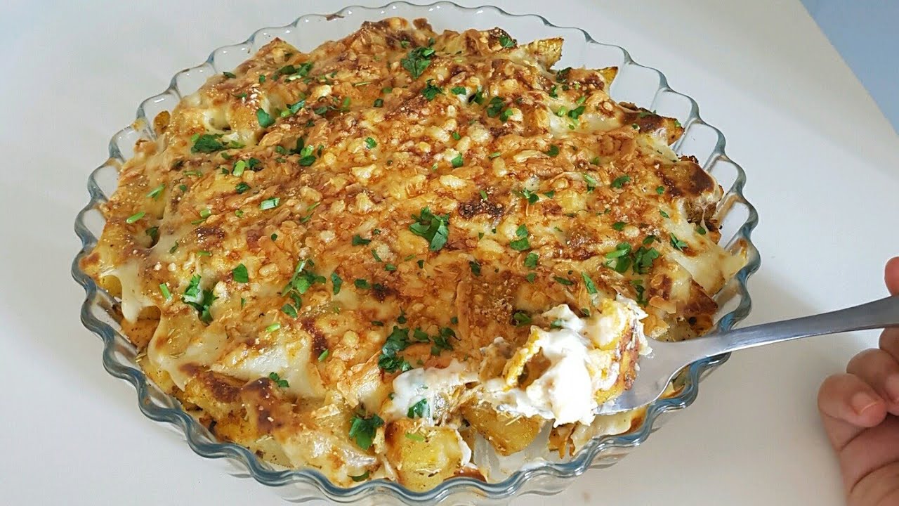 أسرع و ألذ كراتان البطاطس و الدجاج  بالبيشاميل ألذ من لذيذ لوجبة الغذاء أو العشاء