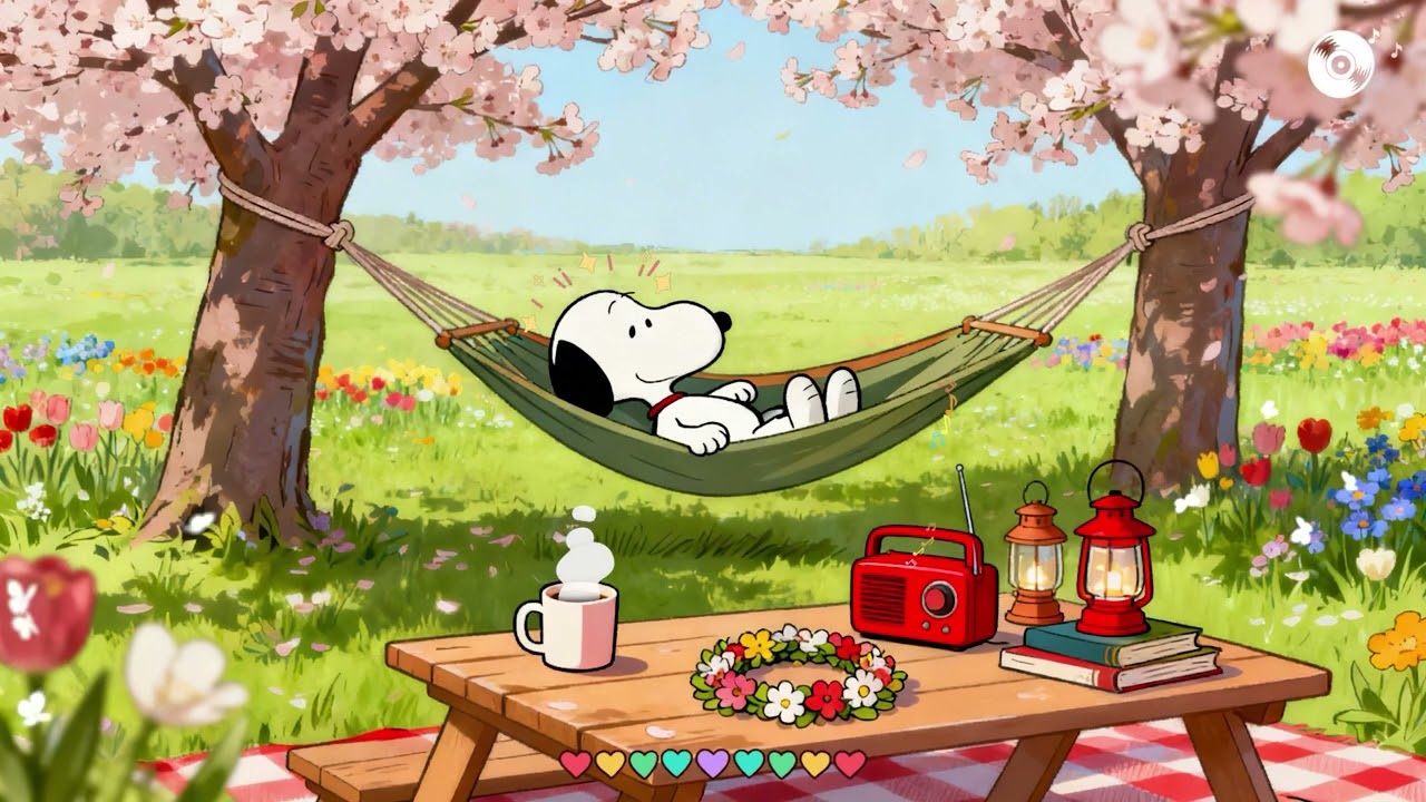Snoopy Lofi Spring 🌸 Soft Chill Beats for Study / Work / Sleep