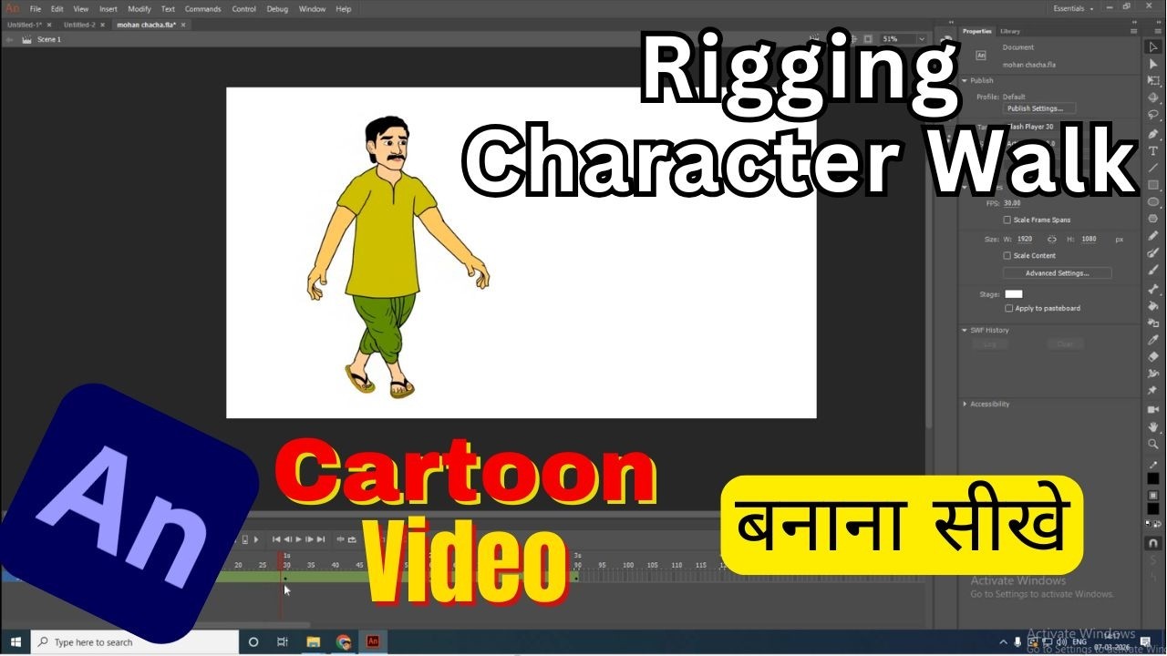 Rigging Character Walk | 2D Animation Full Course in Hindi | Adobe ...