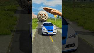 Big &amp; Small Moon Cars &amp; Police Cars vs Giant Hand Slap - BeamNG.drive