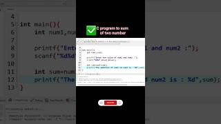 POV: You Just Started Coding 😅 | C Program to Add Two Numbers 💻🔥 #cprogramming #shorts