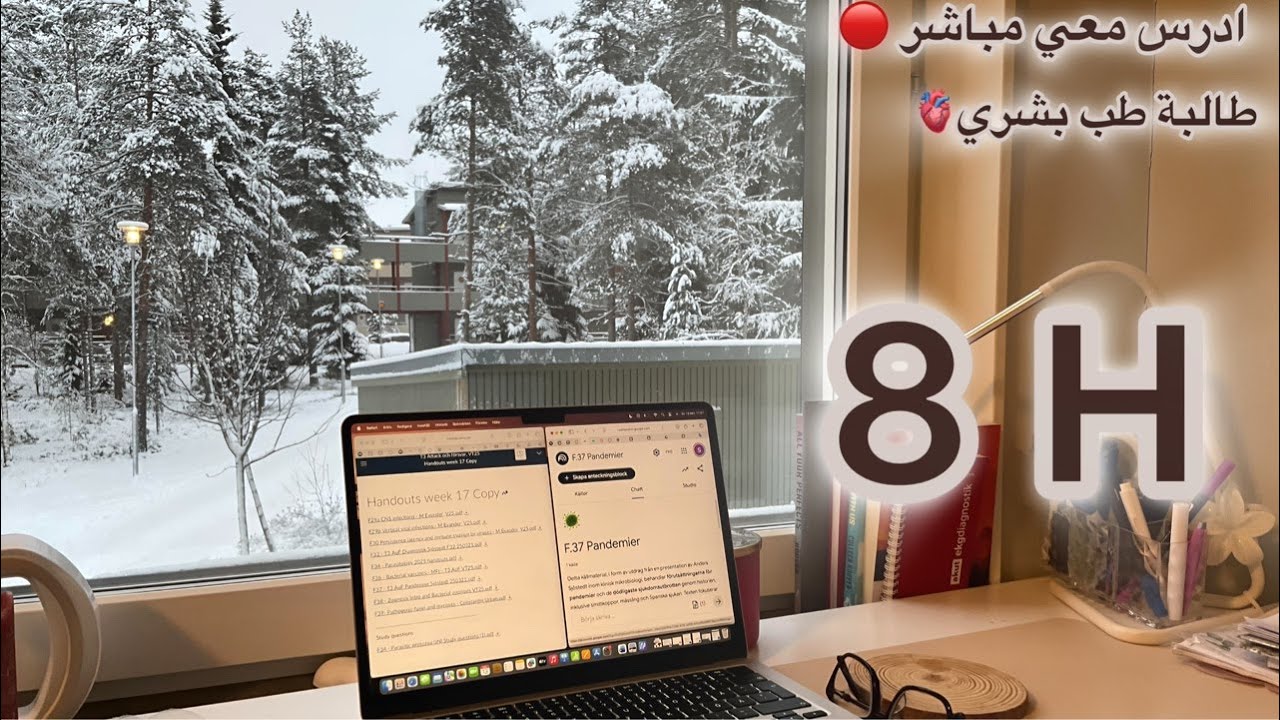 STUDY WITH ME LIVE | ادرس معي مباشر 8 ساعات مع القرأن الكريم👩🏼‍⚕️✨