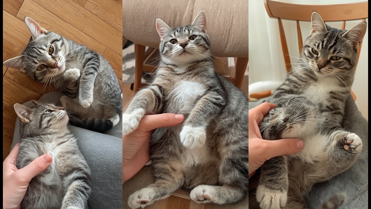 My cat really likes to play with me, and it always lies down next to me. 🐱❤️ funny cat videos 😽🤣