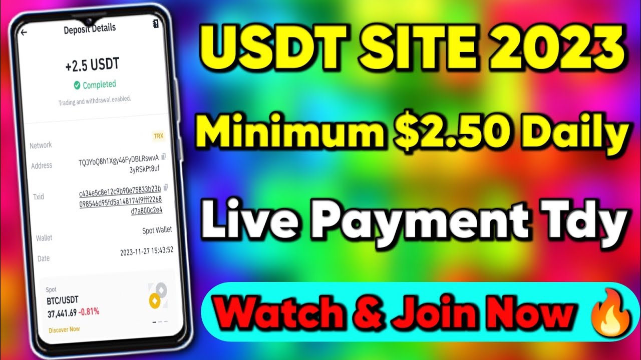 Best USDT Free Income Site 2023 ।। High Paying Website Share ।। Live Instant Payment Proof 🤑