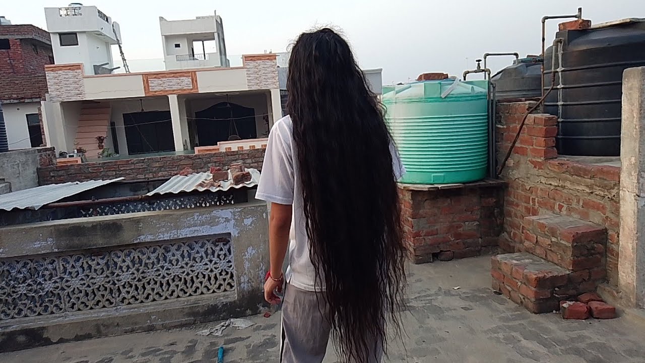 hair washing, drying, oiling, combing|| longhairboy @satbirskitchenandvlogs7569